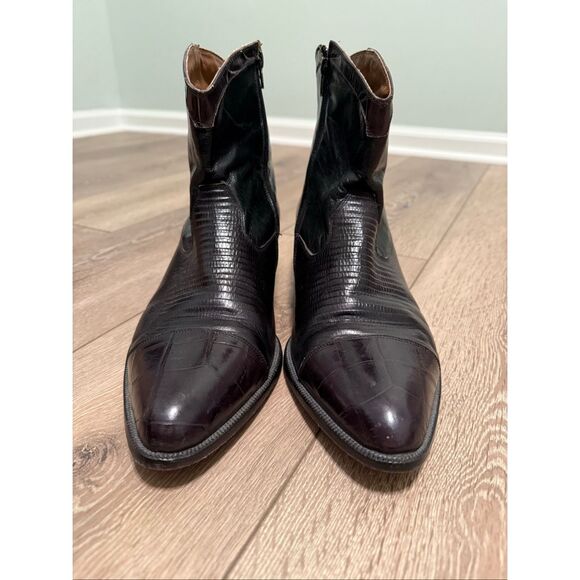 Code West Men's Size 14 Pointed Toe Short Cowboy Boots Brown Leather Pointed Toe - Picture 3 of 12